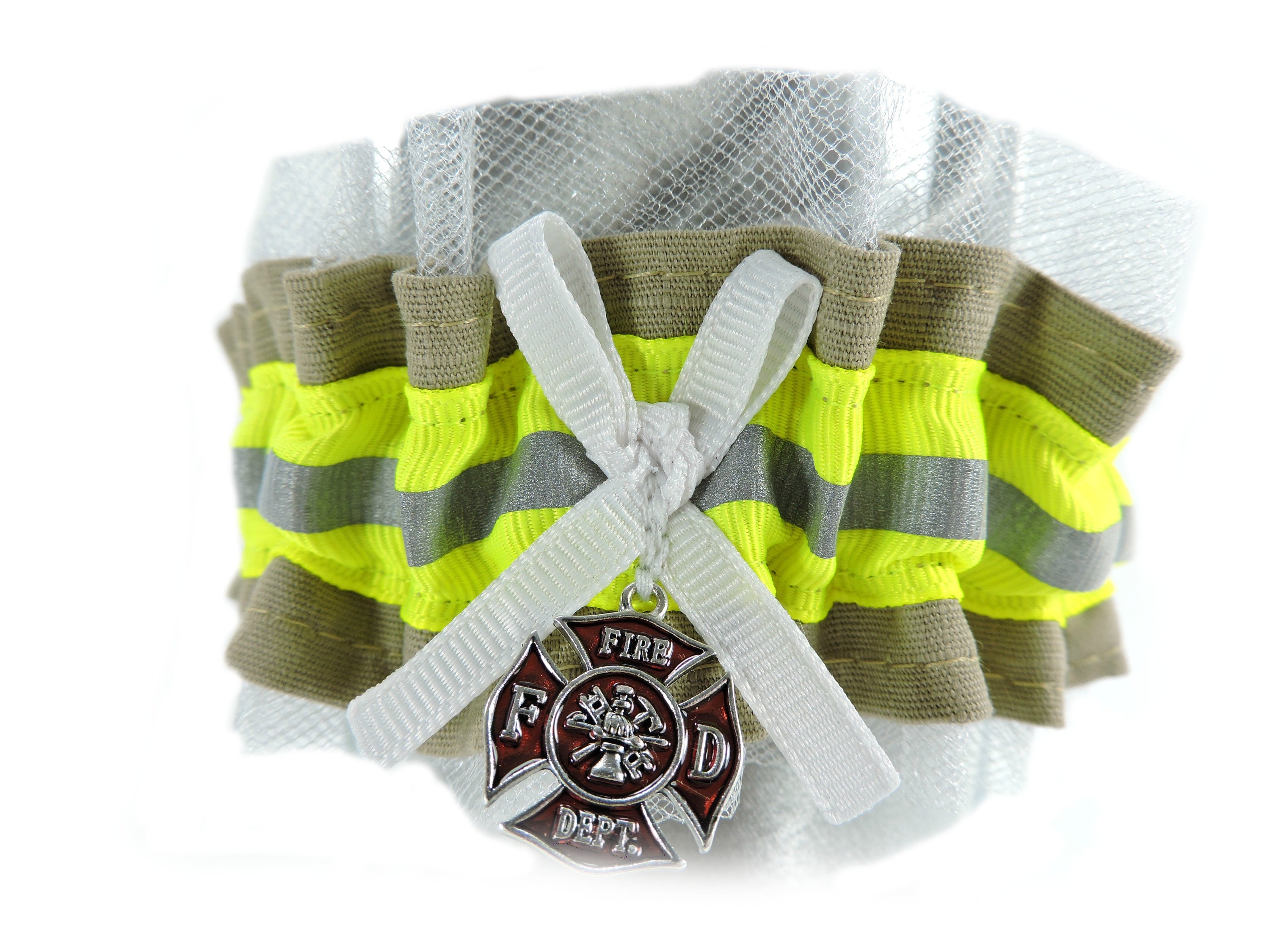 Firefighter Wedding Garter Set able to personalize garters bunker gear look