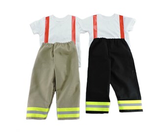 Firefighter Toddler Outfit, Personalized Fireman Halloween Costume, Bunker Gear Look