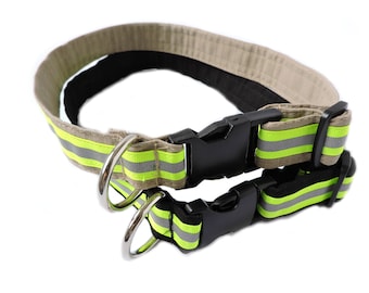 Firefighter Reflective Dog Collar adjustable, Personalized collar with Plastic OR METAL buckle