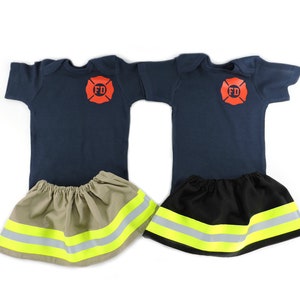 Firefighter Baby Girl Outfit, Future Firefighter, Baby Shower, Coming Home Outfit, Personalize Halloween Costume, photo prop
