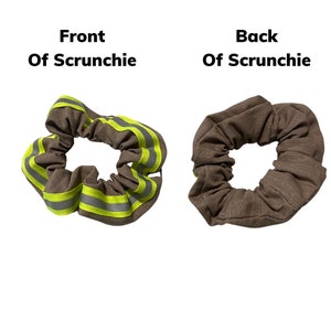 view of the front and back of Firefighter Srunchie