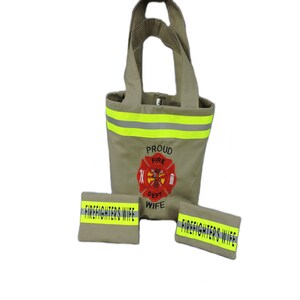 Conjunto de cartera, monedero, billetera y funda para chequera personalizados para esposa de bombero, bombero femenino, novia bombero, equipo de protección para búnkeres