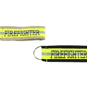 Personalized Firefighter Keychain, Firefighter Gift for him, Key Fob, Groomsmen gift, Graduation, Stocking Stuffer, Bunker Gear look, FFG003