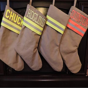 Firefighter Personalized Christmas Stocking Gift For Him, Fireman Fire Station Christmas Decor