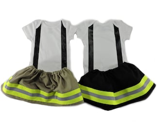 Firefighter Baby Girl Outfit, Personalized Fireman Halloween Costume