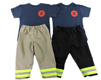 Firefighter Toddler Boy Outfit, Firefighter Halloween Costume, Fireman Birthday Outfit, Turnout Bunker Gear, Just like Daddy, Pretend Play