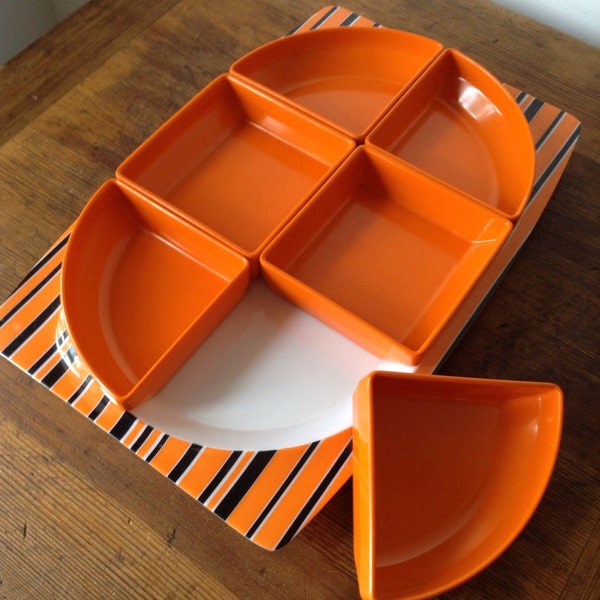 Vintage 60's Orange Bessemer Party Tray