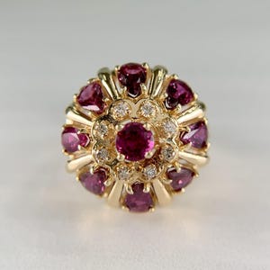 Vintage Harem Princess Ring med rubiner och diamanter i 14 karat gult guld
