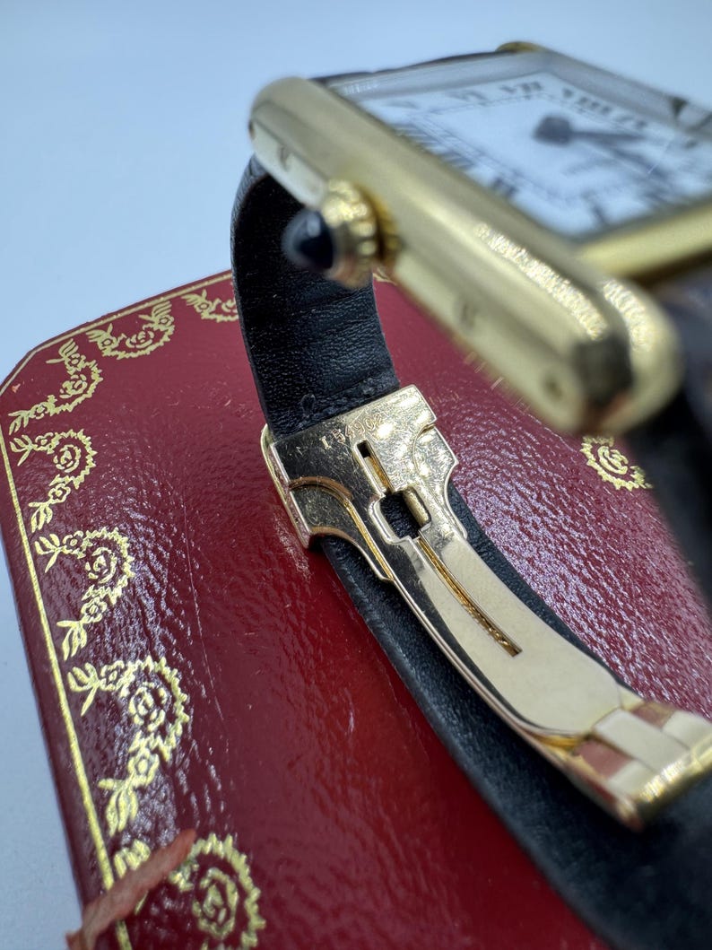 Cartier Tank Louis 18k Gold Watch Deployment Clasp Manual Wind