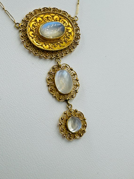 Victorian French 18k yellow Gold Moonstone Drop f… - image 8