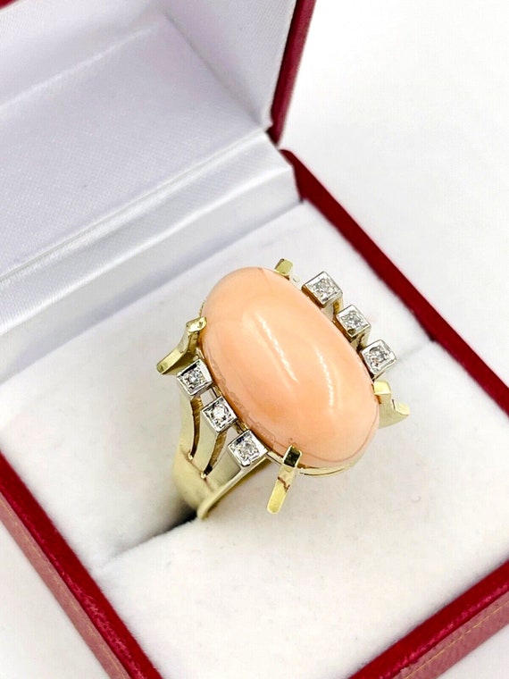 Estate Statement ring heavy 14k gold Angel Skin C… - image 4