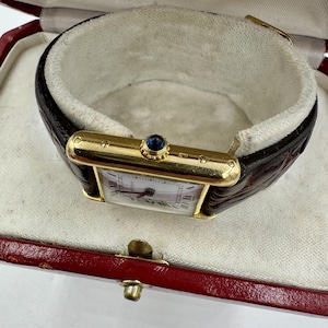 Cartier Tank Louis 18k Gold Watch Deployment Clasp Manual Wind
