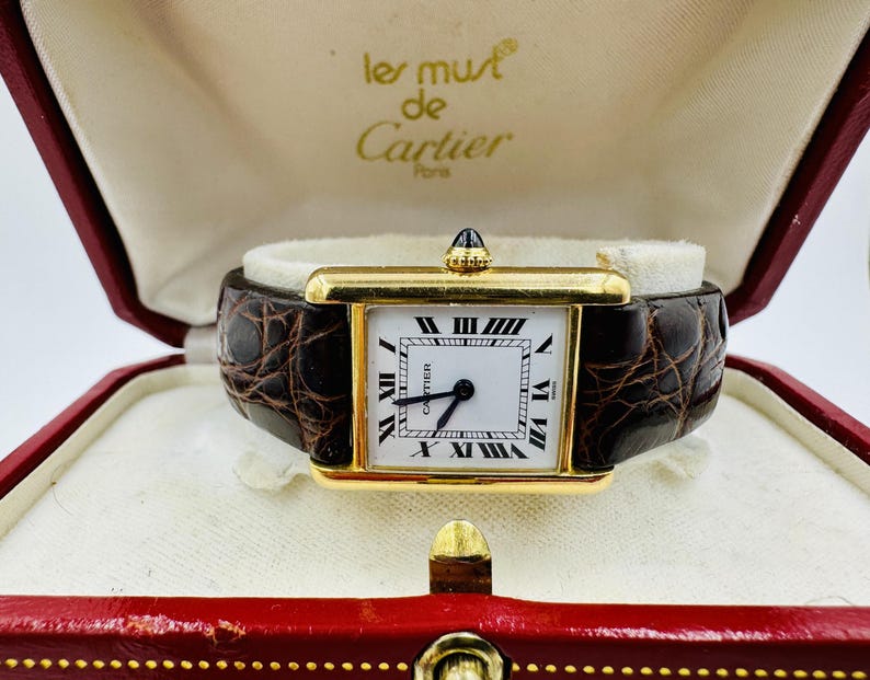 Cartier Tank Louis 18k Gold Watch Deployment Clasp Manual Wind