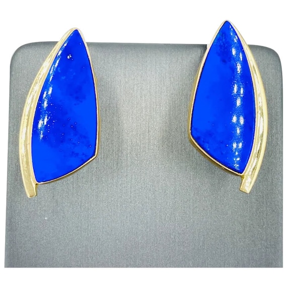 Mid-Century 14k gold Lapis Lazuli Earring Modernis