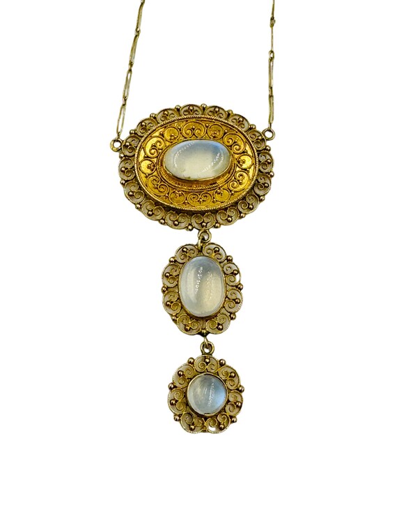 Victorian French 18k yellow Gold Moonstone Drop f… - image 5