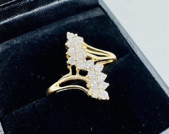 Anel vintage de diamantes em ouro amarelo 14k