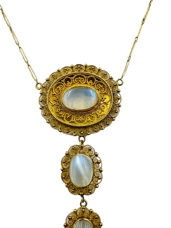 Victorian French 18k yellow Gold Moonstone Drop f… - image 2