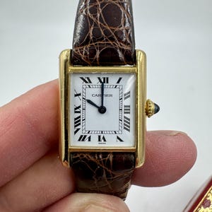 Cartier Tank Louis 18k Gold Watch Deployment Clasp Manual Wind
