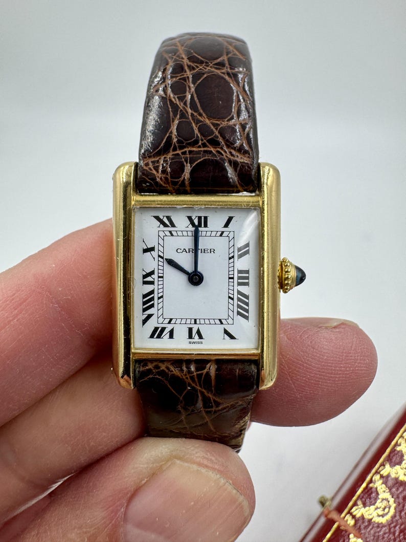 Cartier Tank Louis 18k Gold Watch Deployment Clasp Manual Wind