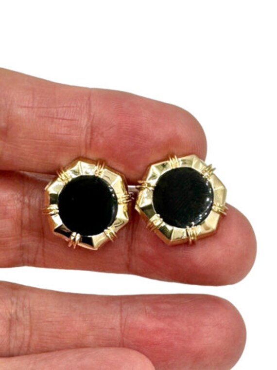 Estate 14k yellow gold onyx cufflinks - image 5