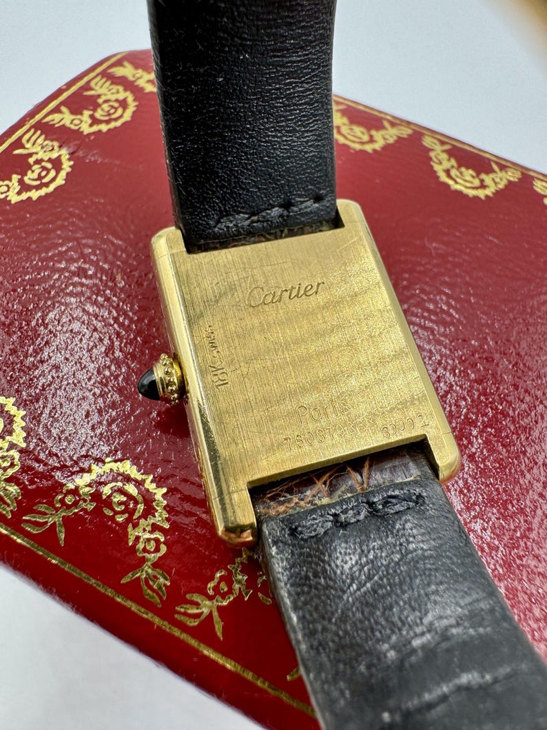 Cartier Tank Louis 18k Gold Watch Deployment Clasp Manual Wind