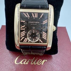 Cartier Tank Mc Or Rose Cadran Marron Grande Montre Pour Homme