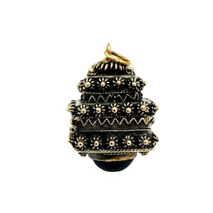Vintage 800 Silver and Gold Etruscan Poison Box Locket Fob Charm Jeweled