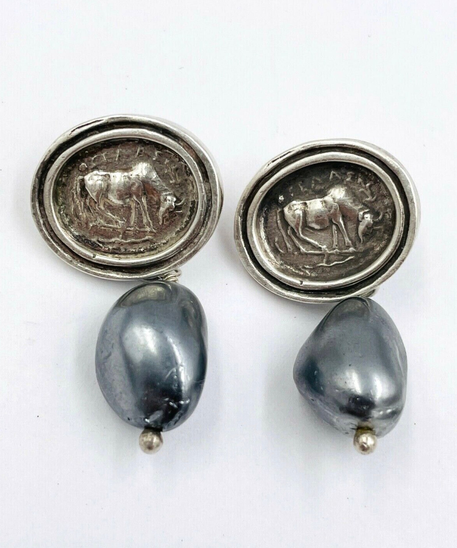 Early Rebecca Collins Sterling Silver Roman Coin Faux Pearl Etsy