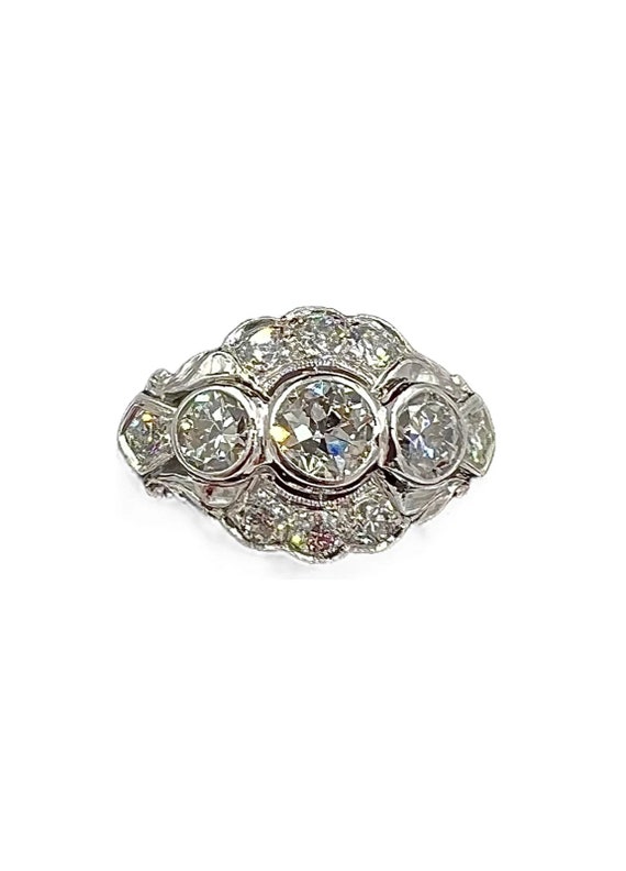 Art Deco Old European Diamond Ring 1930's Platinum