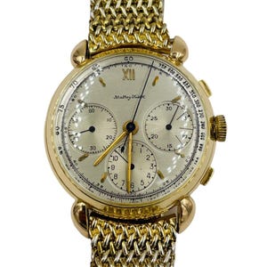 Vintage Mathey Tissot 14k Yellow Gold Valjoux 72 Chronograph Watch Serviced