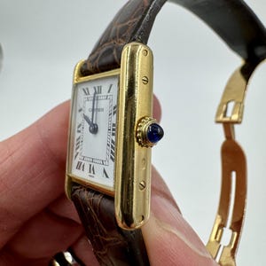Cartier Tank Louis 18k Gold Watch Deployment Clasp Manual Wind