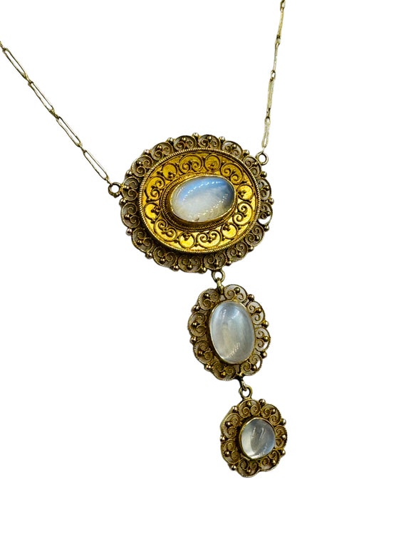 Victorian French 18k yellow Gold Moonstone Drop f… - image 4