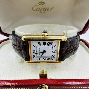 Cartier Tank Louis 18k Gold Watch Deployment Clasp Manual Wind