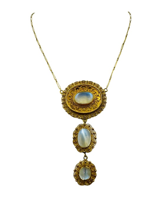 Victorian French 18k yellow Gold Moonstone Drop f… - image 3