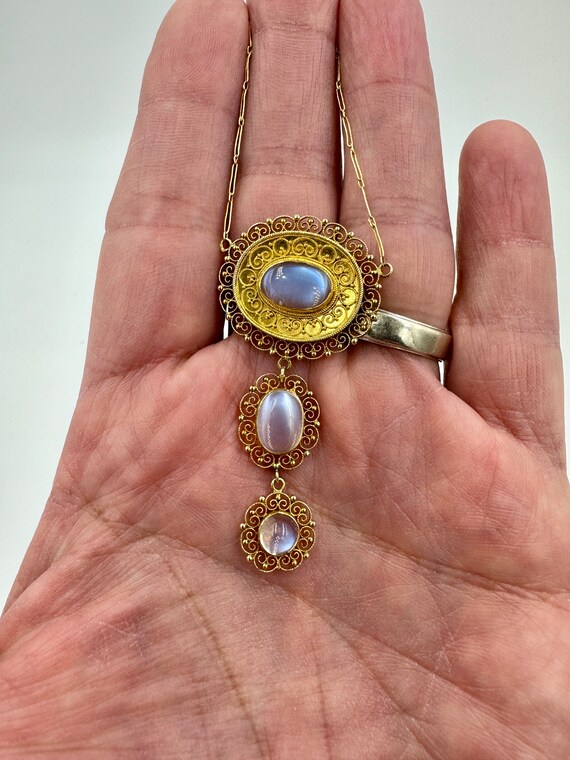 Victorian French 18k yellow Gold Moonstone Drop f… - image 10