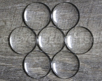 50 Pack - 30mm (1 3/16") Round Glass Cabochons - Clear Transparent Round Solid Glass Magnifying Cabs - 1 3/16 Inch