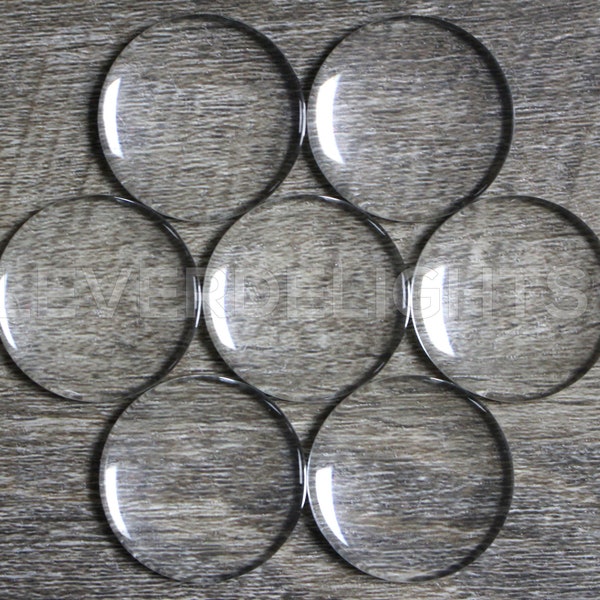 50 Pack - 30mm (1 3/16") Round Glass Cabochons - Clear Transparent Round Solid Glass Magnifying Cabs - 1 3/16 Inch