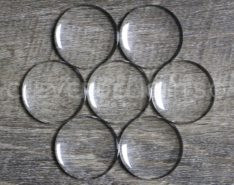 50 Pack 30mm 1 3/16 Round Glass Cabochons Clear Transparent Round Solid Glass Magnifying Cabs 1 3/16 Inch image 1