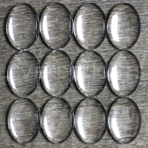 25 Pack 13x18mm Oval Glass Cabochons Clear Transparent Solid Glass Magnifying Cabs 1/2 x 3/4 image 1