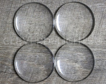 5 Pack - 50mm (2") Round Glass Cabochons - Clear Transparent Round Solid Glass Magnifying Cabs - 2 Inch