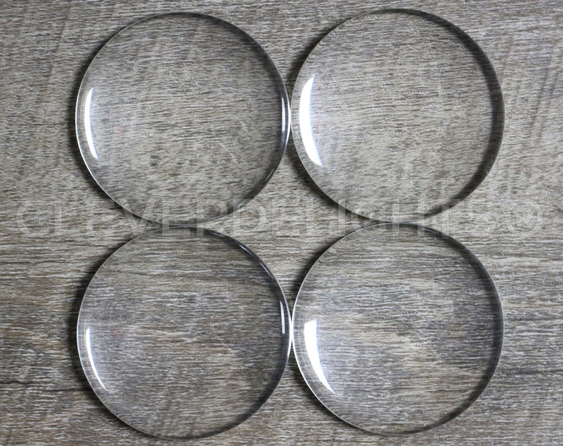 5 Pack 50mm 2 Round Glass Cabochons Clear Transparent Round Solid Glass Magnifying Cabs 2 Inch image 1