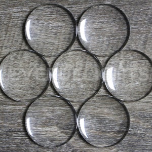 100 Pack - 30mm (1 3/16&quot;) Round Glass Cabochons - Clear Transparent Round Solid Glass Magnifying Cabs - 1 3/16 Inch
