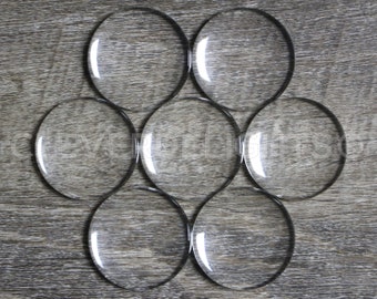 100 Pack - 30mm (1 3/16") Round Glass Cabochons - Clear Transparent Round Solid Glass Magnifying Cabs - 1 3/16 Inch