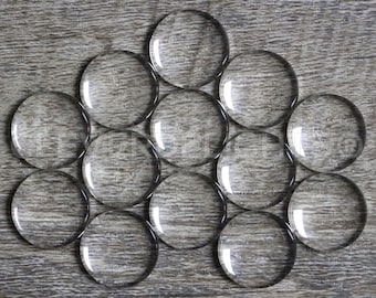 50 Pack - 16mm (5/8") Round Glass Cabochons - Clear Transparent Round Solid Glass Magnifying Cabs - 5/8 Inch