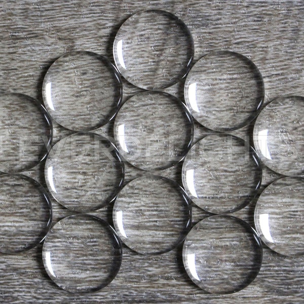 50 Pack - 16mm (5/8") Round Glass Cabochons - Clear Transparent Round Solid Glass Magnifying Cabs - 5/8 pulgadas