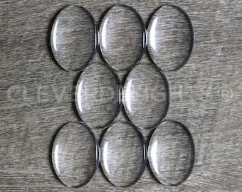 100 Pack - 18x25mm Oval Glass Cabochons - Clear Transparent Solid Glass Magnifying Cabs - 3/4" x 1"