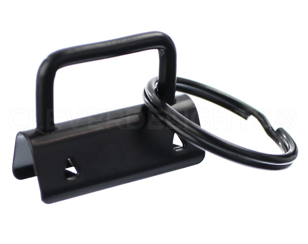 50 Sets 1.25 Key Fob Hardware With Key Rings Dark Black Color for