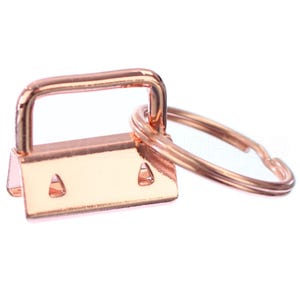 100 Sets - 1&quot; Key Fob Hardware With Key Rings - Rose Gold Color - For Lanyards Keychains Straps - KeyFob Hardware - 1 Inch - 25mm