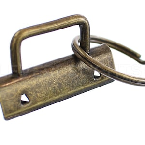 25 Sets - 1.5&quot; Key Fob Hardware With Key Rings - Antique Bronze Color - For Lanyards Keychains Straps - KeyFob Hardware - 1 1/2 Inch - 38mm