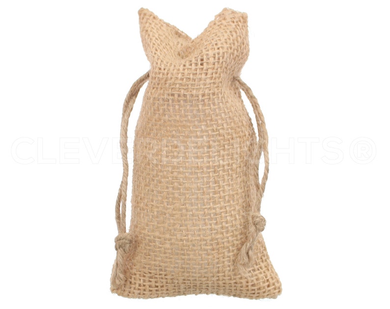 50 Pack 3 x 5 Natural Burlap Bags Burlap Bags with Jute Drawstring Eco-Friendly Biodegradable Pouches Rustic Weddings 3x5 image 1